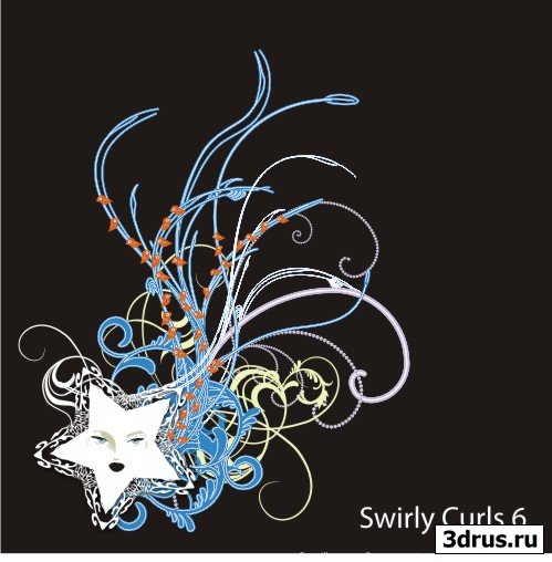Swirly Curls 6 - Neon Star
