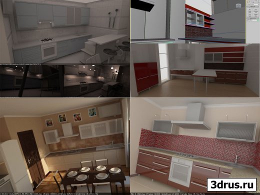 5 kitchens models - 3ds, max 2009