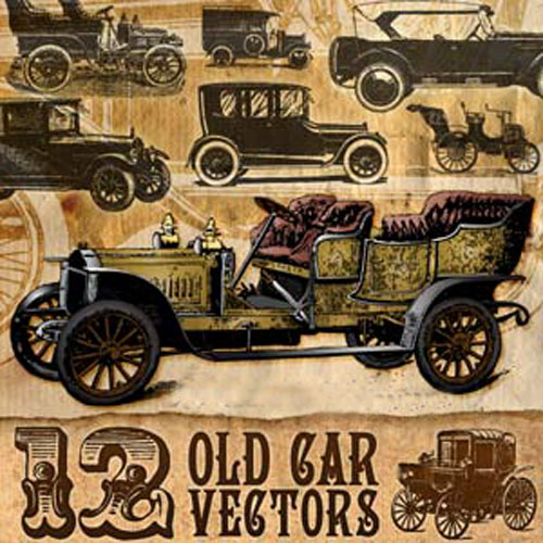 12 Old Vintage Car Vectors