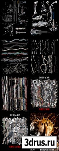 Poser - Daz3D Brushes: Rons Wires & Gadgets + PSD template