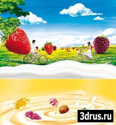 PSD templates (yogurt, milk, fruit)