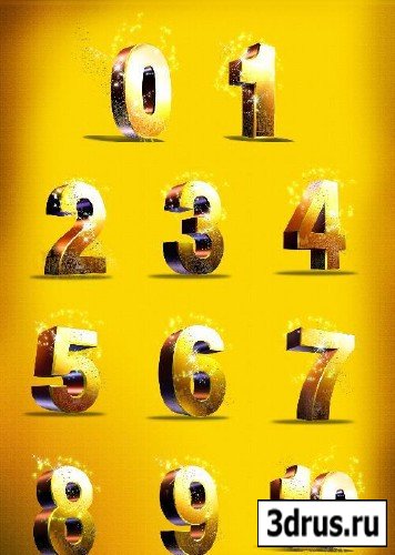 3D Numbers Psd