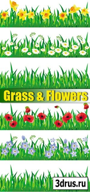 Grass & Flowers Vector