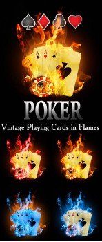 Vintage Playing Cards in Flames - Stock Photos 