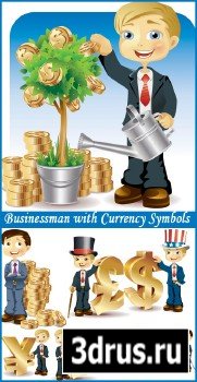 Businessman with Currency Symbols - Stock Vectors