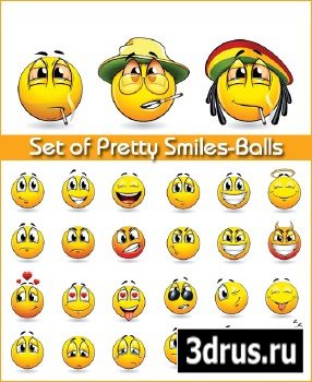 Set of Pretty Smiles-Balls - Stock Vectors