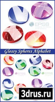 Glossy Spheres Alphabet - Stock Vectors