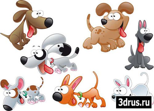 PSD Cartoon Funny Dogs / PSD, eps
