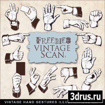 Scrap-kit - Vintage Hand Gestures Illustrations