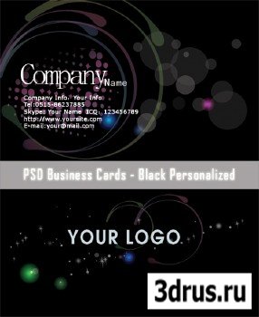 PSD Business Cards - Black Personalized