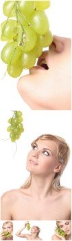 Photo Cliparts - Girl eat grapes