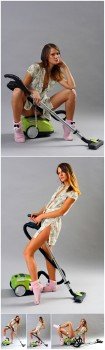 Photo Cliparts - Girl with vacuum cleaner
