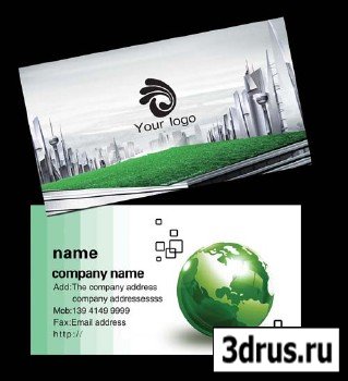 Very nice good green technology company business card design templates