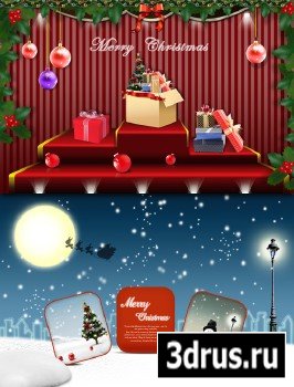 Bingtian snowy night Merry Christmas PSD image materials