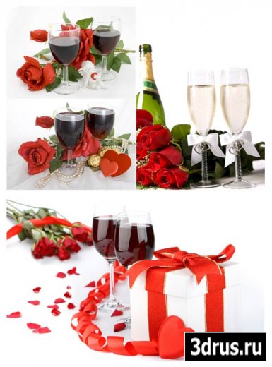 Розы и шампанское - набор фото высокого разрешения