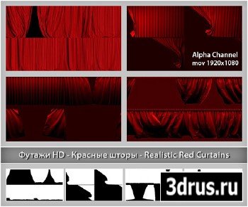 Alpha Channel Footage HD - Red Curtains