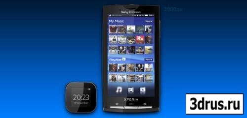 Mobile template for Sony Ericsson. PSD, PNG