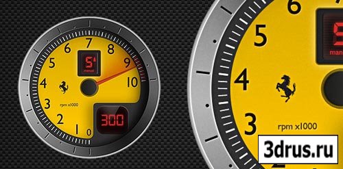 F430 Tachometer Vector Graphic. PSD