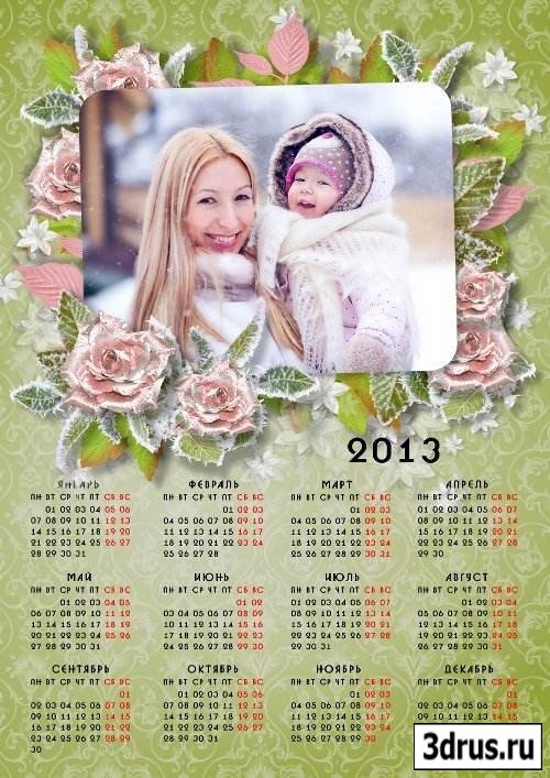 Календарь на 2013 год - Ледяные розы
