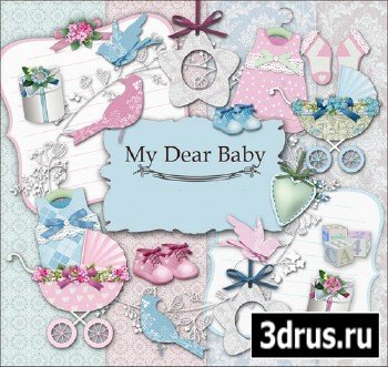 Scrap Set - My Dear Baby PNG Cliparts And JPG Papers