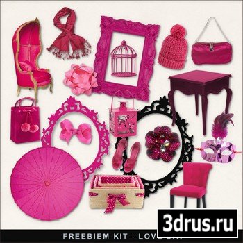 Scrap-kit - Love Day. Pink Color Glamour PNG Images
