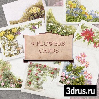 Scrap-kit - 9 Flowers Postcards 2