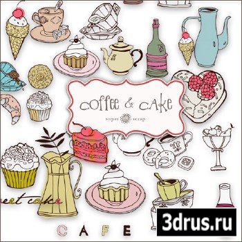 Scrap Set - Coffee and Cake PNG Files