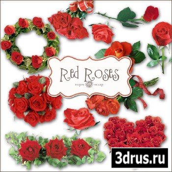 Scrap Set - Red Roses PNG Files