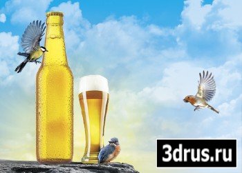 PSD Source - Gold Beer Advertizing