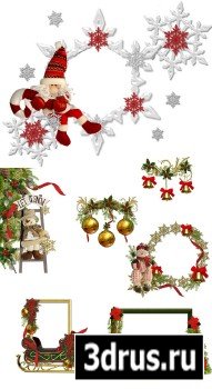 Scrap Set - Christmas toys and snowflakes PNG Files