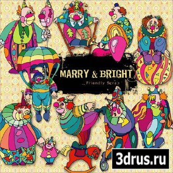 Scrap-kit - Merry & Bright - Painted Clown PNG Illustrations