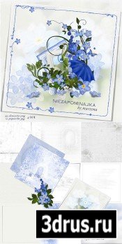 Scrap Set - Forget Me Not PNG and JPG FIles