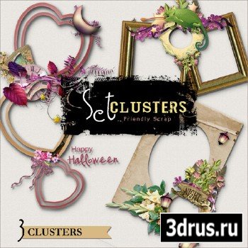 Scrap-kit - Romantic Cluster Frames With Flowers
