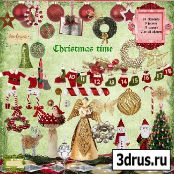 Scrap Set -Christmas time PNG and JPG FIles