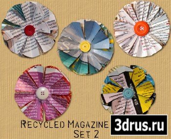 Scrap Kit -  Recycled Magazine Flowers 2