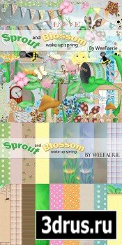Scrap Set - Sprout and Blossom PNG and JPG Files