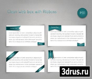 Clean Web box with Ribbons - PSD Web Elements