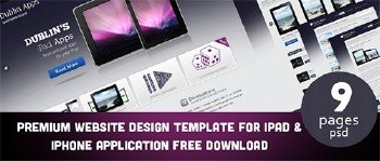 PSD Website Design Template for iPad and iPhone Application