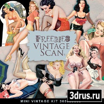 Scrap-kit - Retro Vintage Illustrations Girl Images 4