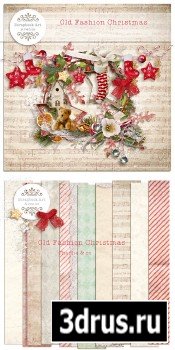 Scrap Set - Old Fashion Christmas PNG and JPG Files