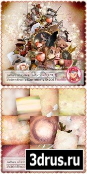 Scrap Set - Letters of Love in Autumn PNG and JPG Files
