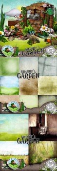 Scrap Set - Grannys Garden PNG and JPG Files