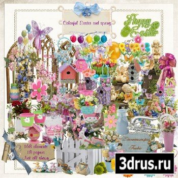 Scrap Set - Colorful Easter and Spring PNG and JPG Files