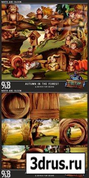 Scrap Set - Autumn In The Forest PNG and JPG Files