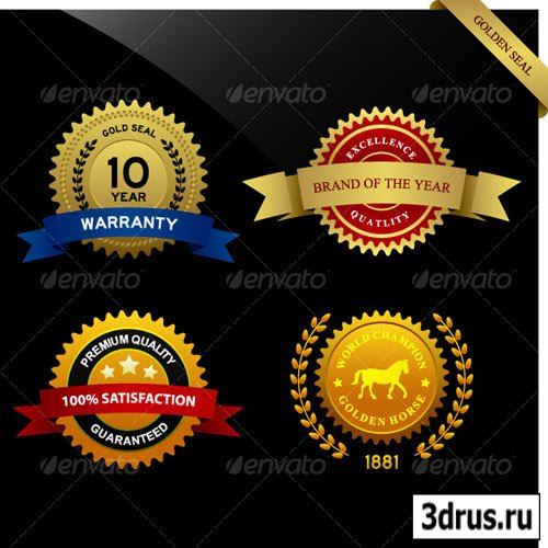 Warranty Guarantee Gold Seal Ribbon Vintage Award -  GraphicRiver