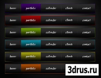 PSD Web Design - Dark Colored Menu Source