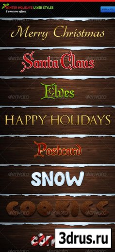 Winter Holidays Layer Styles-GraphicRiver. PSD