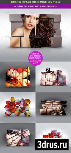 3D Wall Photo Mock-Ups 1  GraphicRiver