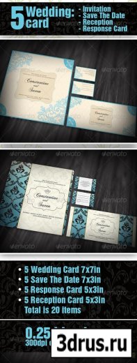 5 items Wedding - Invitation + Save The Date - GraphicRiver