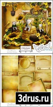 Scrap Set - Sunflower PNG and JPG Files